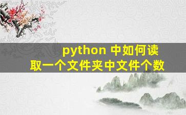 python 中如何读取一个文件夹中文件个数